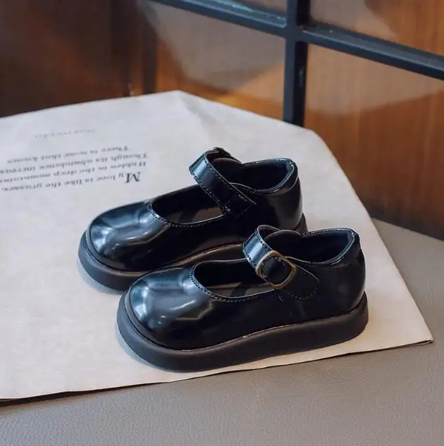 

Girls Leather Shoes for Children Wedding Dress Princess School Shoes Kids Autumn Uniform Black Student Loafers Korean Fashion