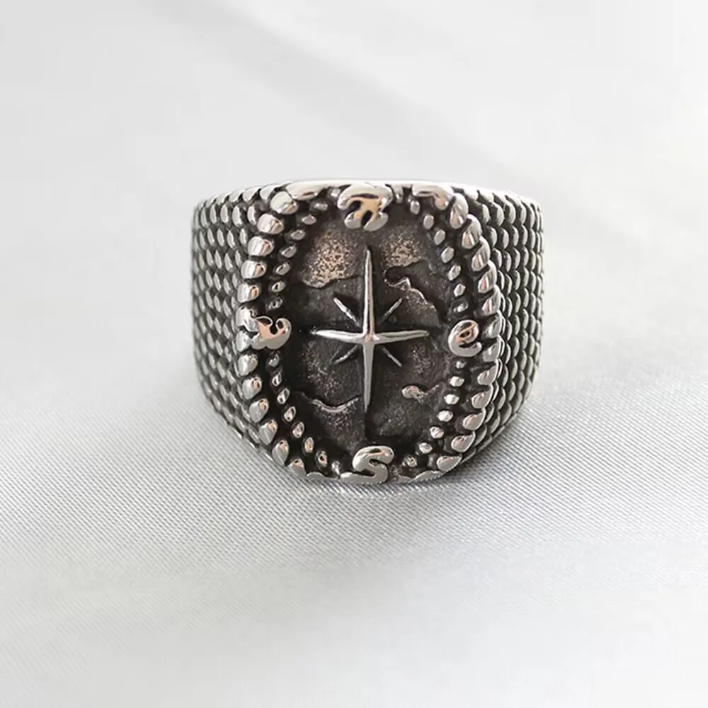 

Creative Titanium Steel Ring Masonic Skull Ring Turquoise Cross Stainless Steel Casting Ring Halloween Ring Men's Ring