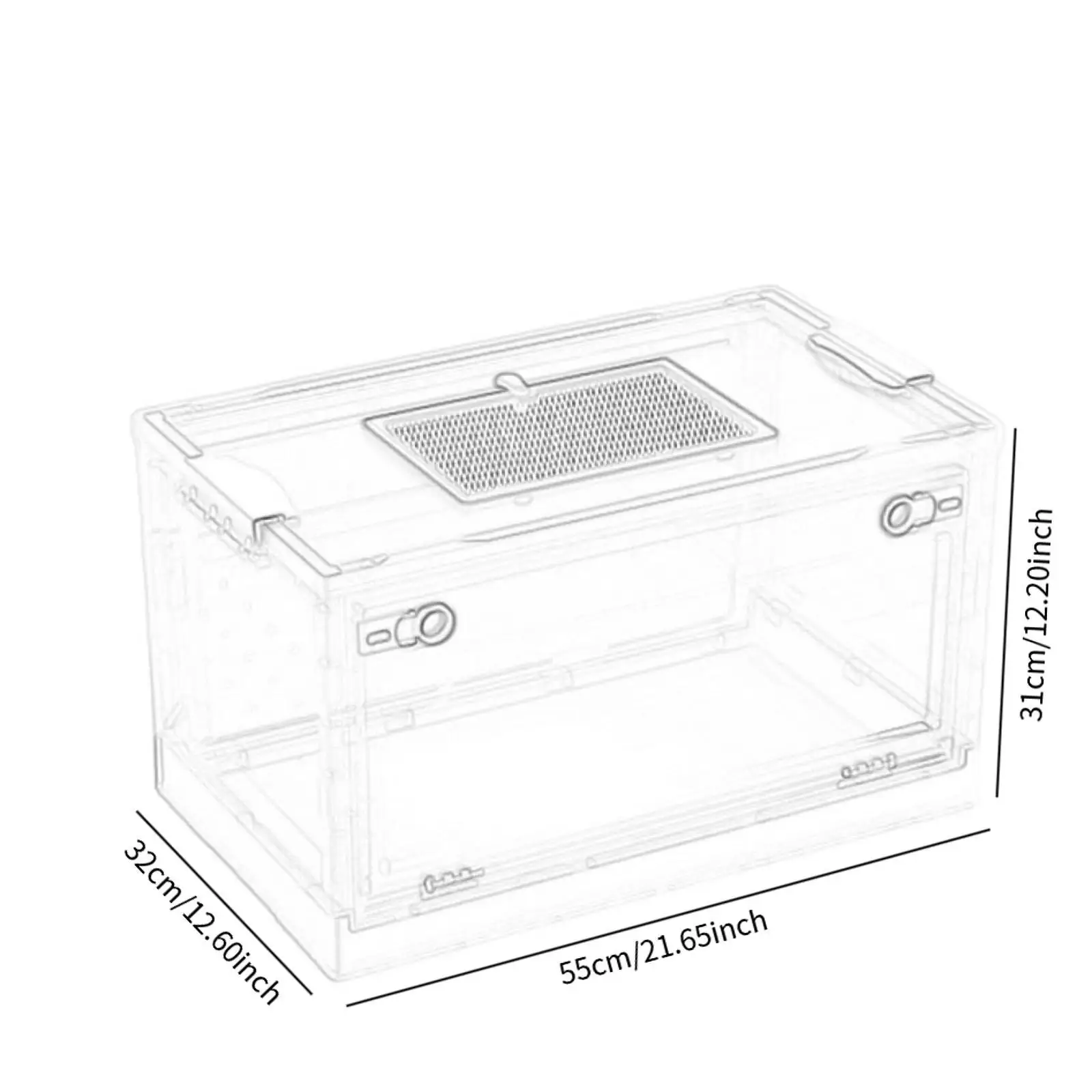 Transparent Foldable Reptile Terrarium for Small Reptiles Lightweight with Sliding Lid Multifunctional Desktop Pet Enclosure