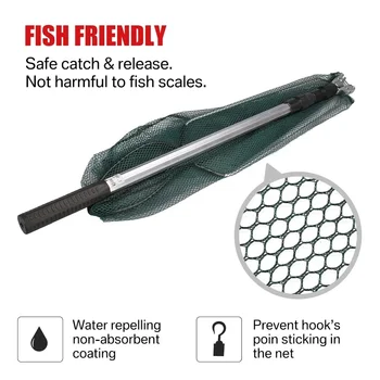 Telescopic Folding Fishing Landing Net 190CM Pole Collapsible Extensible Aluminum long Handle For Bird Fish Catch Aquarium Ponds 3
