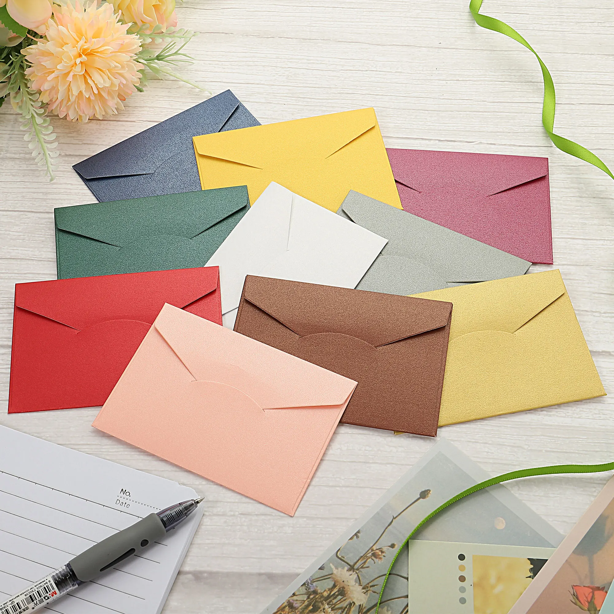 50Pcs V Flap Envelopes Pearl-coated Paper Western Envelope for Wedding Party Invitation Greeting Cards Gift Business Envelopes 50 pcs greeting cards kraft envelope document folder blank envelopes thicken paper files photo bag