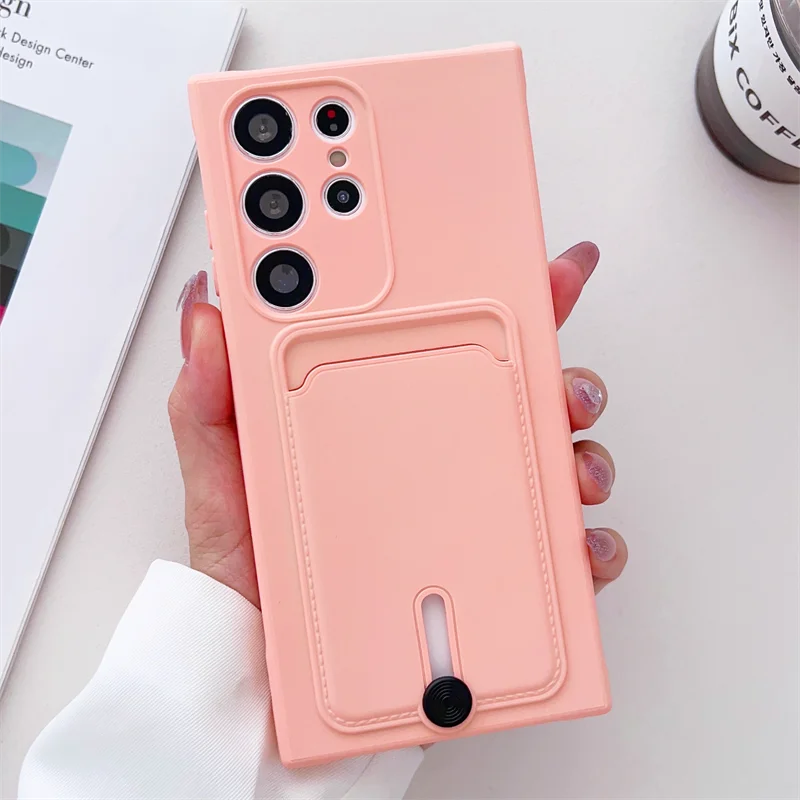 thumbnail image 1 of Simple Card Pocket Slot Couple Candy Case For Samsung Galaxy S24 S23 S22 S21 Ultra Plus FE A53 A33 A23 A13 A03S Soft TPU Funda, 1 of 5
