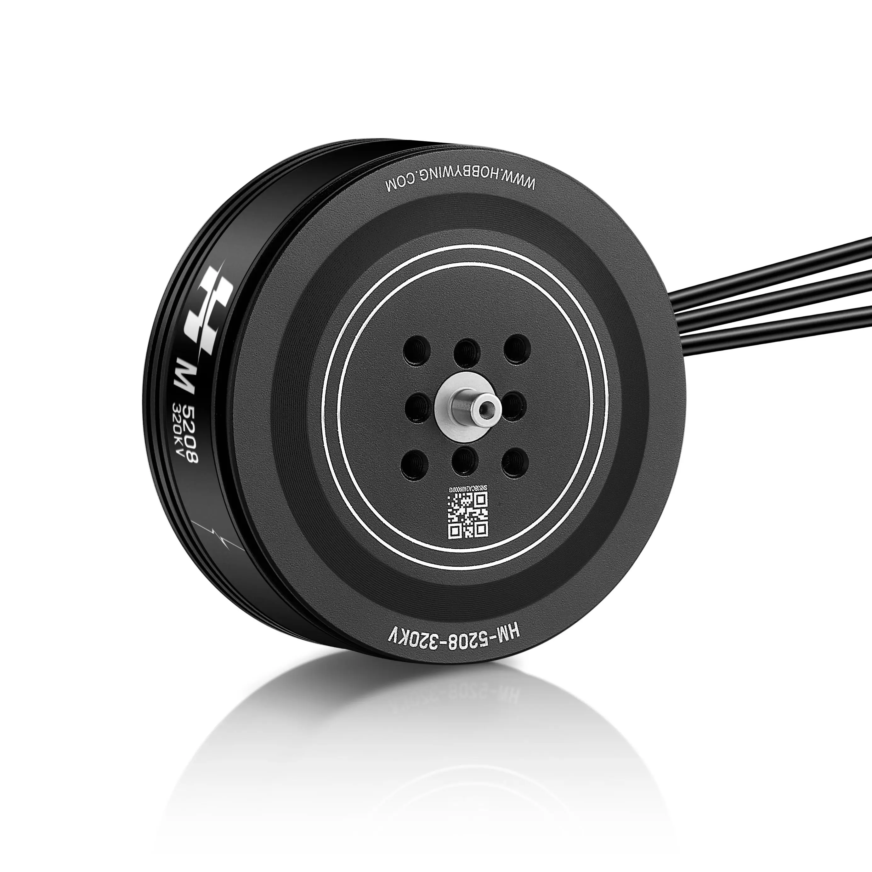 Gros plan sur les câbles et connecteurs du moteur Hobbywing HM 5208 pour installation facile.