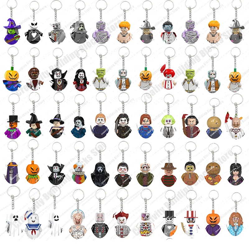 

Hot Selling Mini Figure Halloween Keychain Full Series Pumpkin Skull 3D Model DIY Building Block Toy Model Children's Toy Gift