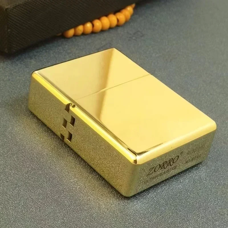 ZORRO 912S Heavy Duty Armor Brass/Titanium Windproof Kerosene Lighter; 3/5 Hinged Metal Gasoline Lighter Men's Gift 3