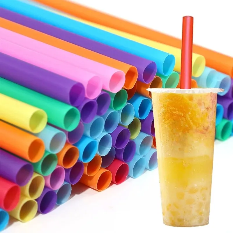 Plastic Disposable Straws 100Pcs Colorful Milktea Drinking Straws Party Birthday Celebration Supplies Kitchenware Accessories