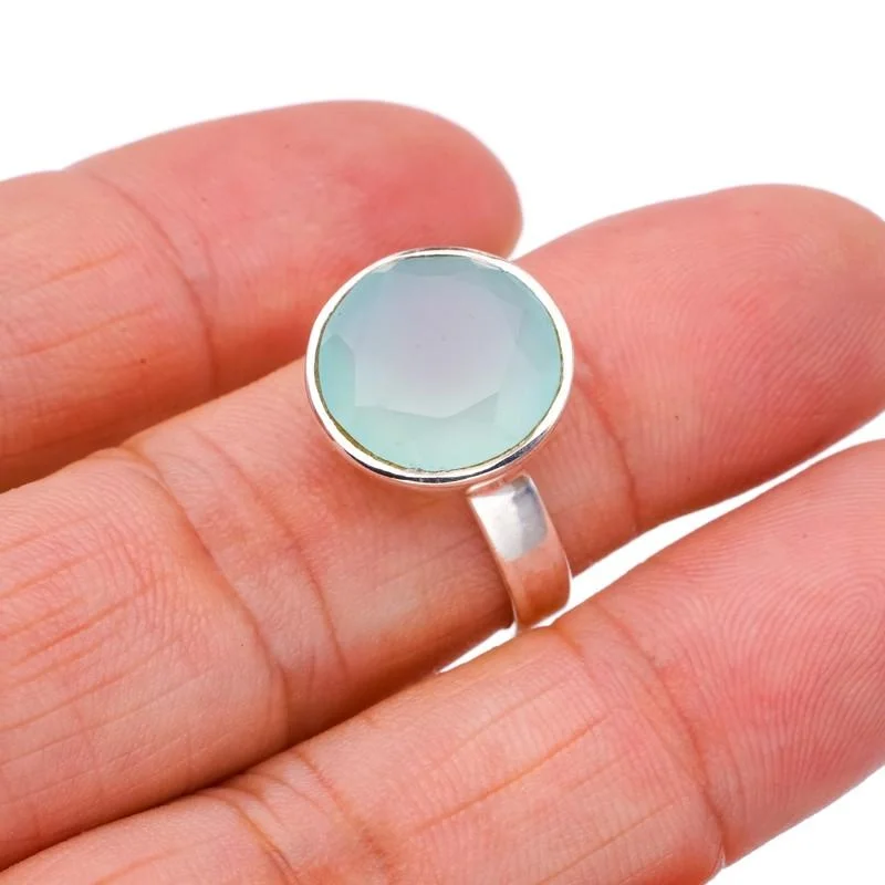

StarGems® Natural Chalcedony Handmade 925 Sterling Silver Ring 6.75 F3106