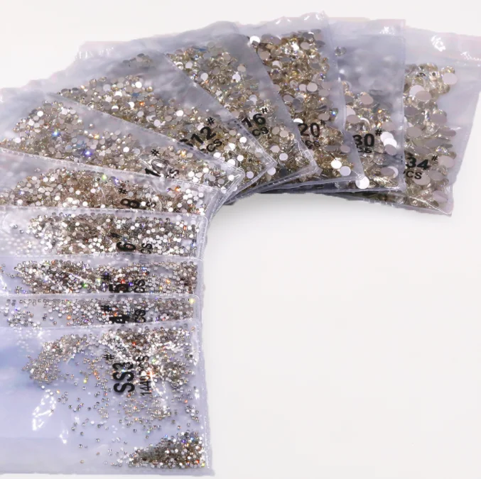 Description Picture 3 of itemCrystal AB Glass Nail Art Decorations ss3 ss4 ss5 ss6 ss8 ss10 ss16 ss20 ss30 ss34 ss50 Glass Non HotFix Nail Art Rhinestones