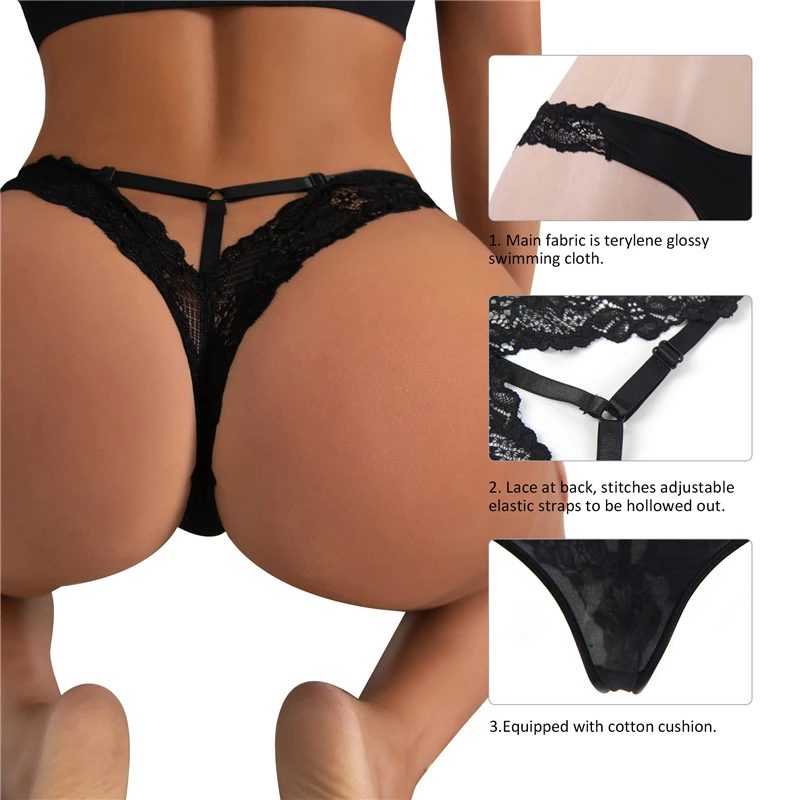 Sexy Women\'s Underwear Lace Hollow Out Panties Cross Bandage Seamless Underpant Low Waist Lingerie Seduction Plus Size Panties