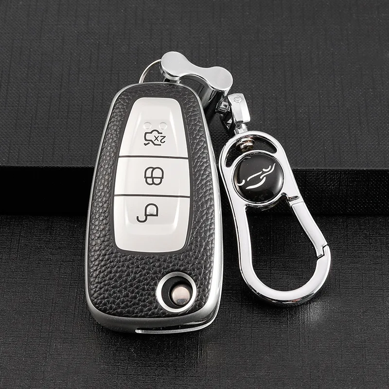 

Leather Tpu Style Car Remote Key Case Cover for Ford Focus C-Max S-Max Galaxy Mondeo Ranger Transit Tourneo Custom TPU Protector