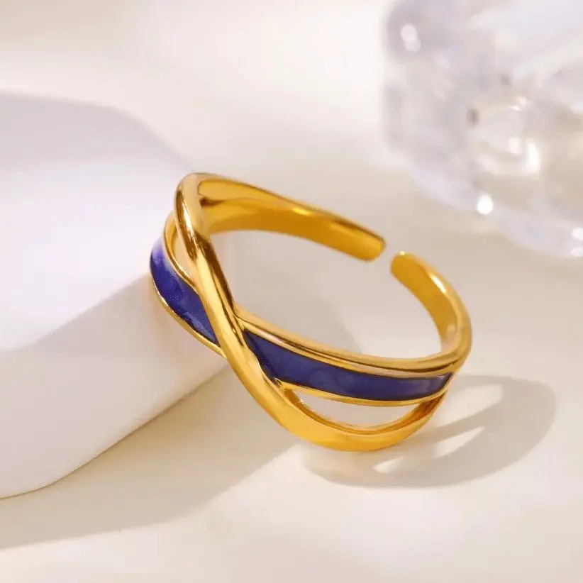 Oil Drop Cross Open Rings For Women