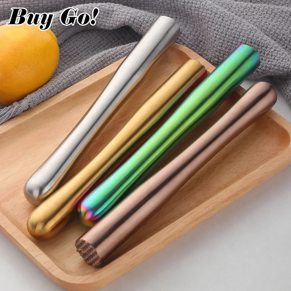 Stainless Steel Wine Mixing Stick Cocktail Muddler Shaker With Crushing Hammer DIY Drink Fruit Crushed Ice Barware Tool bar tools 1/2PCS