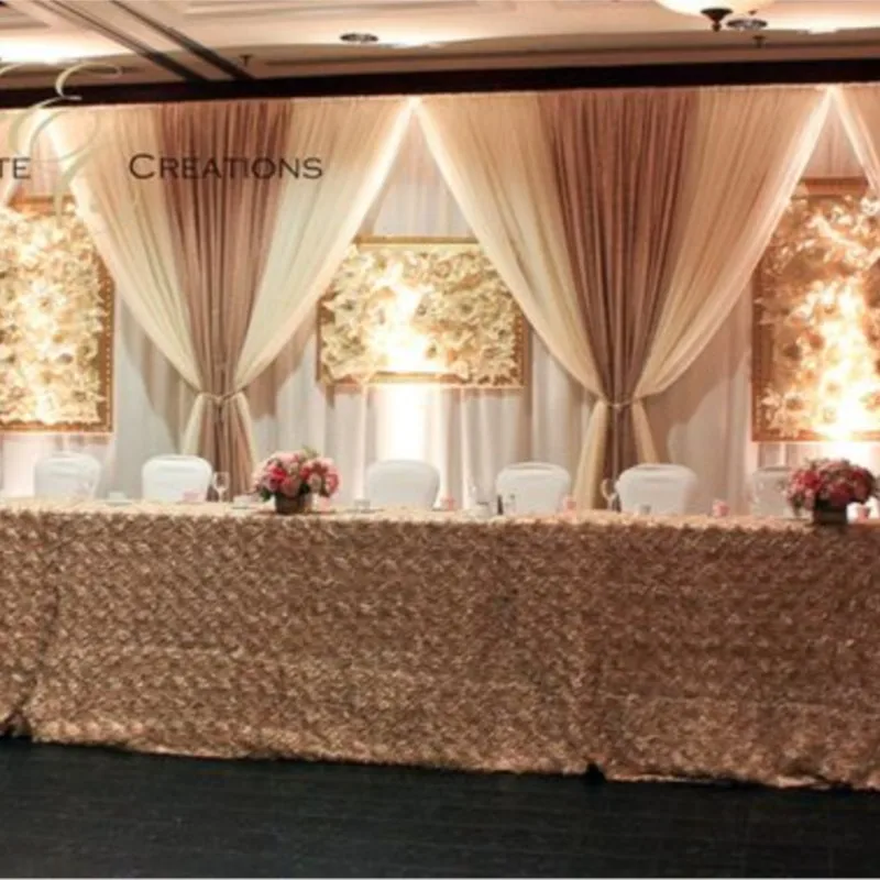 

3M*6M Gold with White Wedding Backdrop Stage Curtain Wedding Decoration