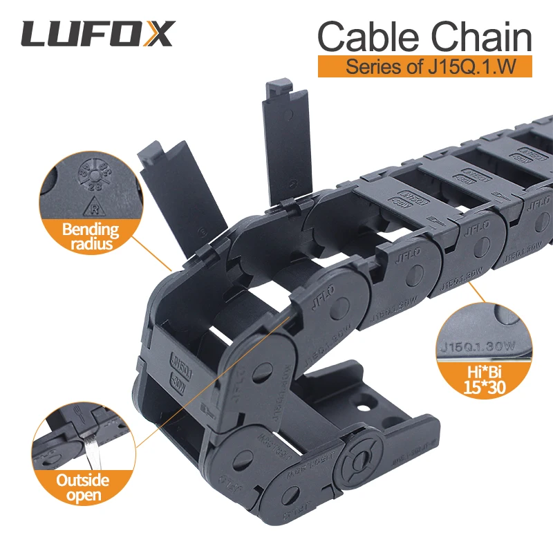 Cable Drag Chain 1meter Bridge type external opening Series of J15Q.1.W 15*15 15*20 15*30 15*40 15*50