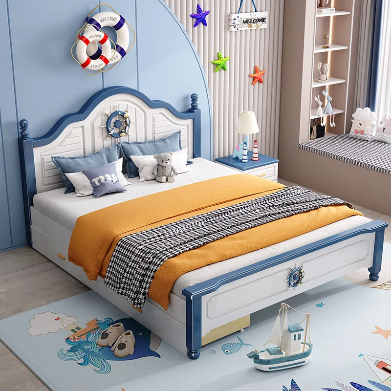 American Wood Childrens Bed Frame Elegant Comferter Loft Kids Bed Headboards White Cama Infantil Bedroom Furniture 3
