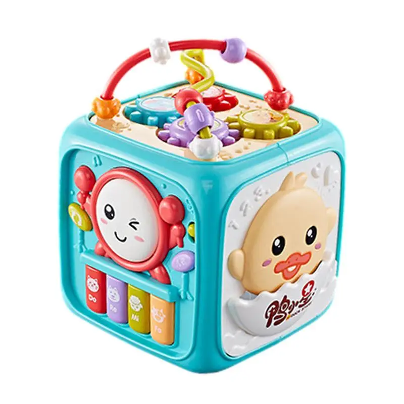 

Activity Cube For Toddler Learning Cube Toy Shape Sorting Sensory Activity Center Cube With Drum And Piano Keys Color Sorting