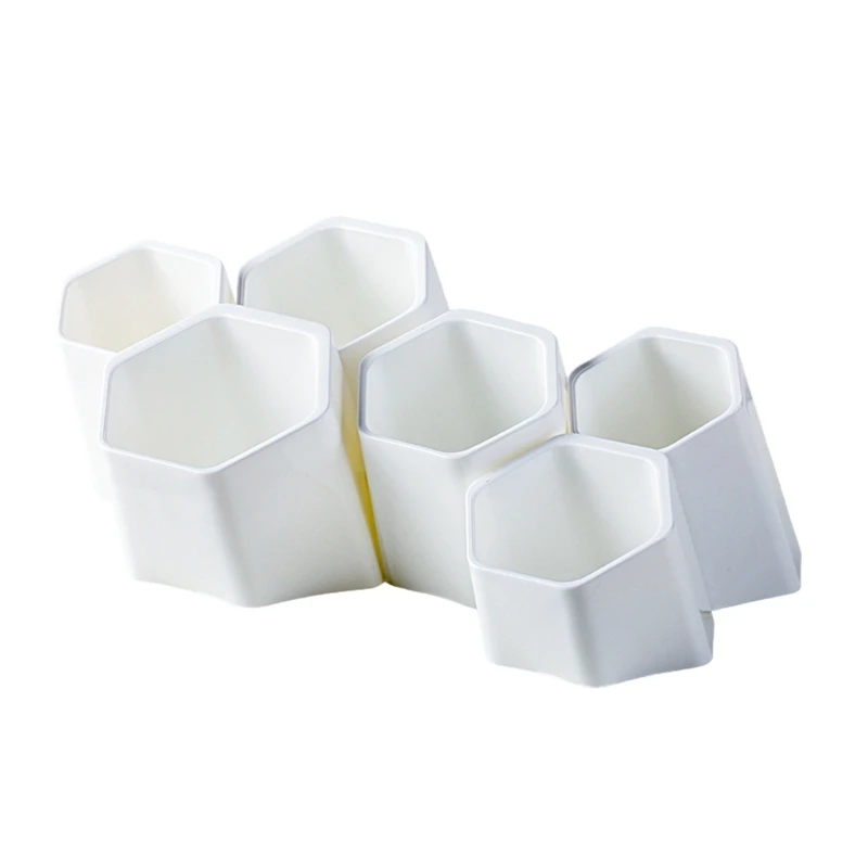 

Oblique Pen Holder Desk Pencil Holder Cup 6 Compartments Makeup Bursh Holder