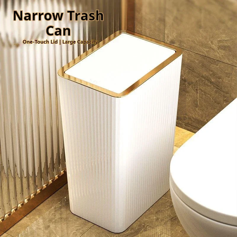 15L-Nordic-Gold-Bathroom-Trash-Can-Covered-Slim-Trash-Can-with-One ...