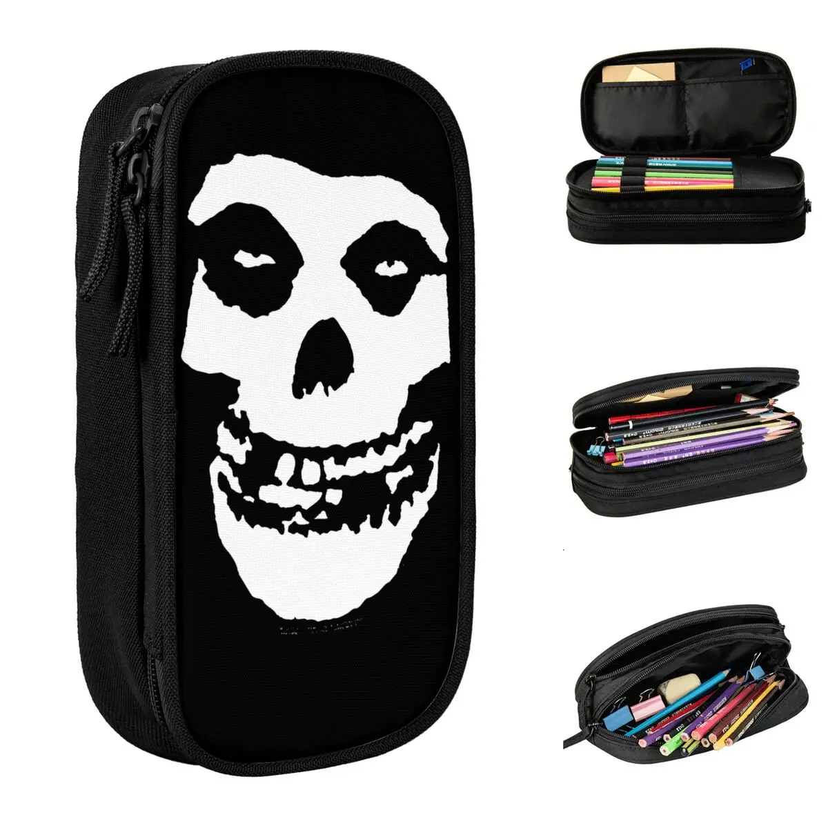 

Large Capacity Pencil Pouch Rock Misfits Criminson Ghost Band Merch Double Layer Pen Case Girl Make Up Bag Amazing Gift