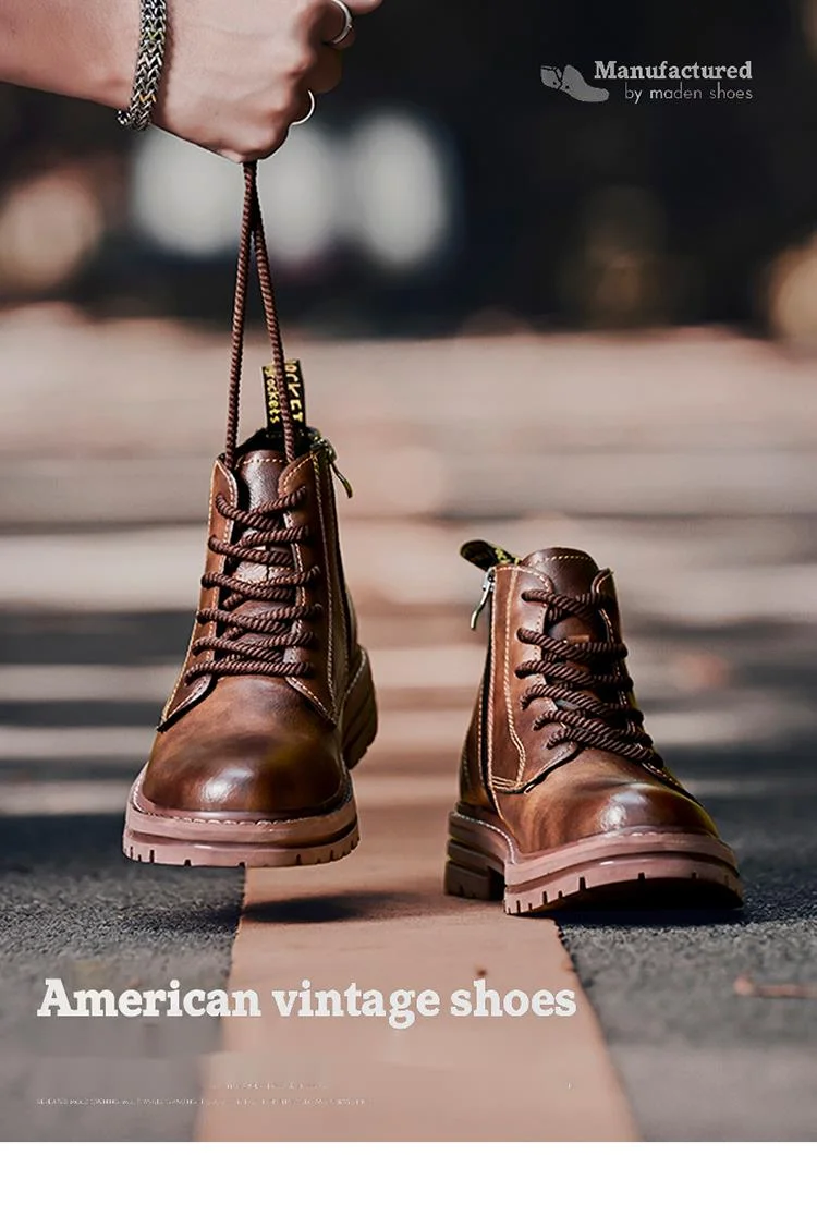Martin men's high genuine British style ins mid top leather shoes with business fleece workwear boots_voghion.com