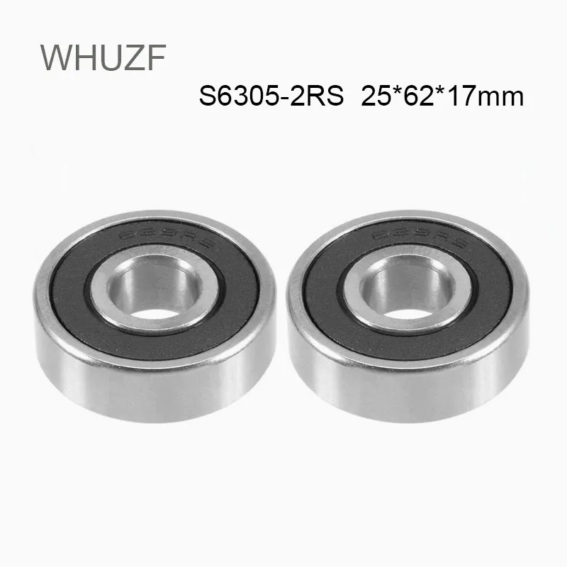 

WHUZF, 2 шт., S6305RS, подшипник 25*62*17 мм, Φ 440C, нержавеющая сталь S 6305-2RS, шарикоподшипники 6305, шарикоподшипники из нержавеющей стали