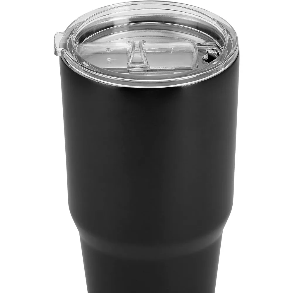 30 ounce insulated cup with lid and straw, stainless steel, leak proof, BPA free, powder coated (black, 25pcs)
