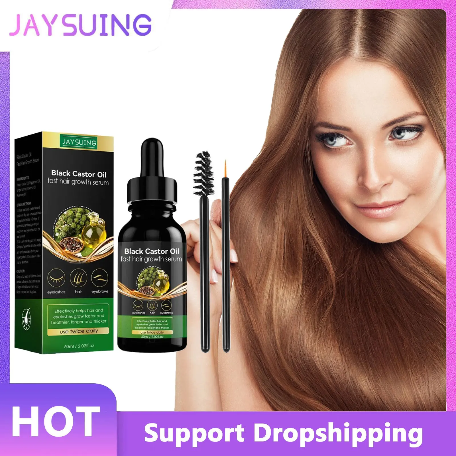 

Hair Growth Serum Fast Nourish Strengthens Thicken Hair Enhance Dense Repair Damaged Hair Moisturize Smooth Black Castor Oil