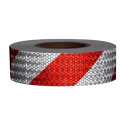 Reflective Safety Warning Tape - Self - Adhesive Shining Twill Print (5cmX3m - white - Red)