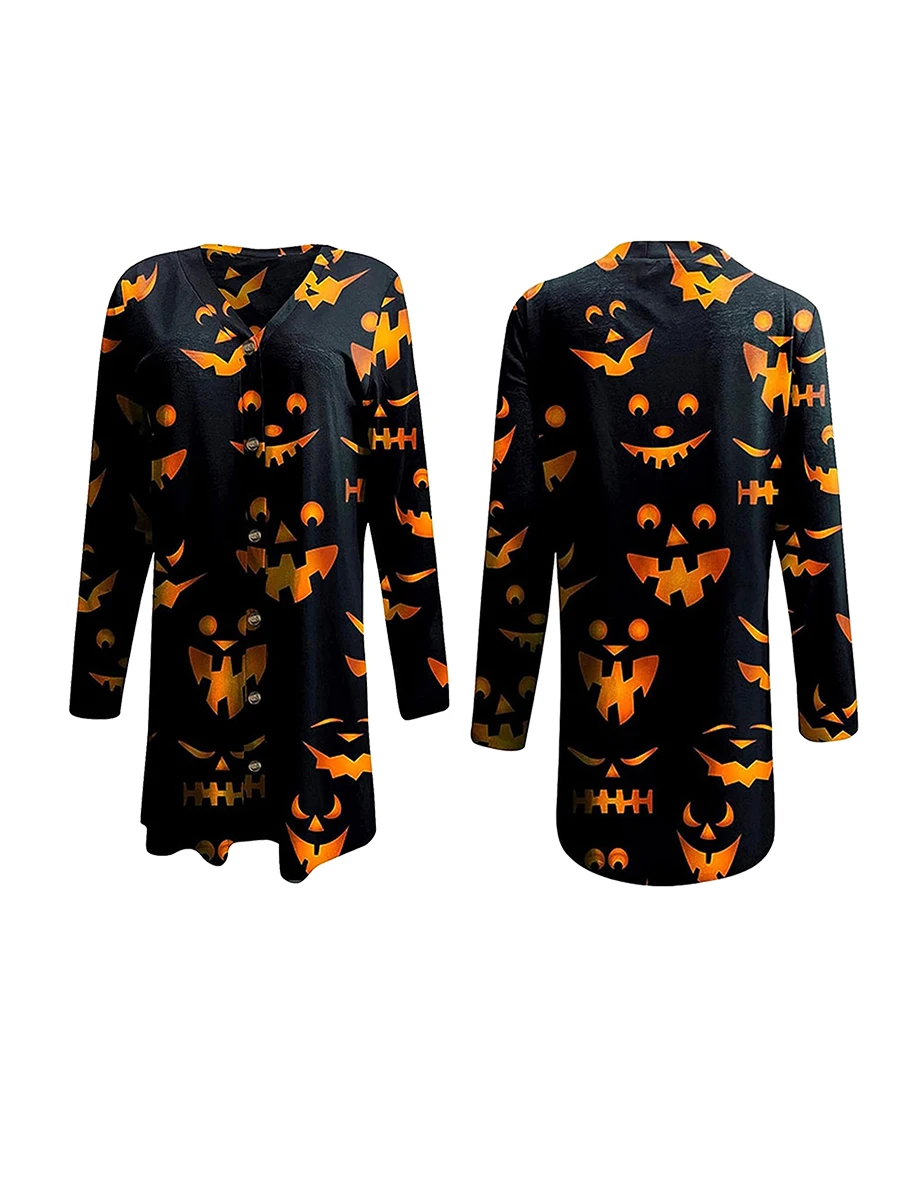 

Halloween Cardigan for Women Pumpkin Bat Print Knitting Cardigans Long Sleeve Open Front Outwear Lightweight Coat