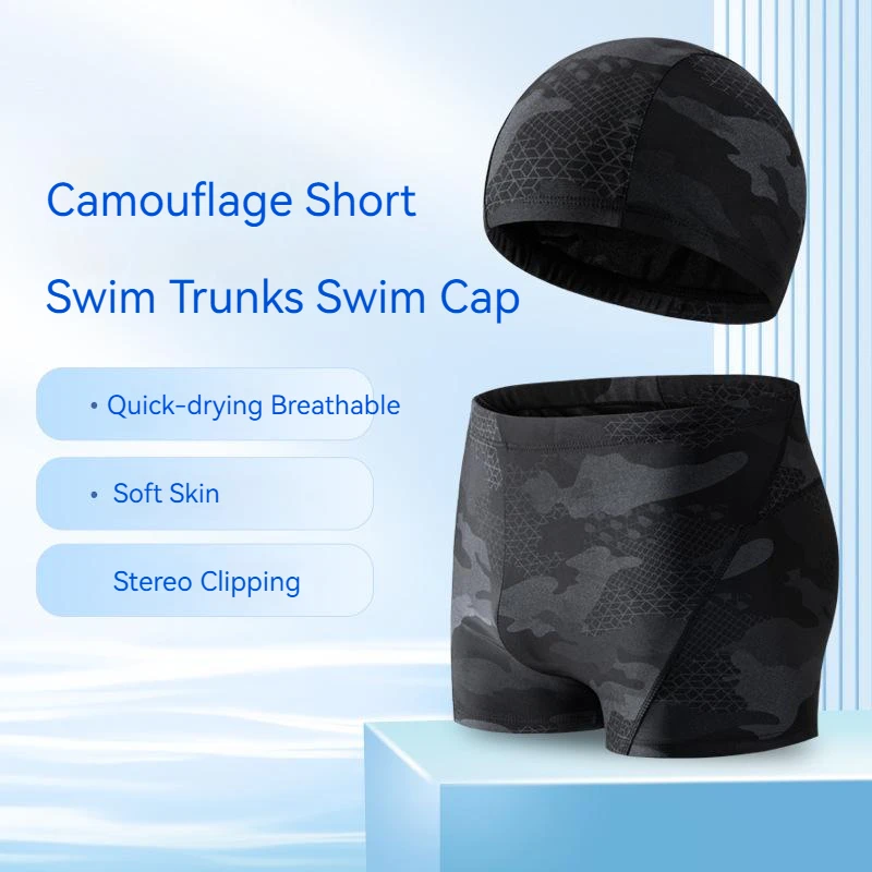 Boxer Shorts Swim Trunks Swim Shorts Men Swimsuit Men Teens Quick Dry 2pcs Set Swimming Trunks Swimming Pool Swimwear Bathing Suit Male Beach Boxer Swimsuit Shorts With Cap/Hat