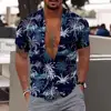 2023 Summer Animal Crane Men's Hawaiian Shirt 3d Plant Floral Print Plus Size Beach Flower 1