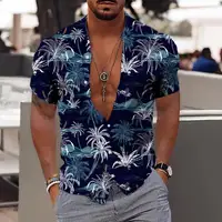 2023 Summer Animal Crane Men's Hawaiian Shirt 3d Plant Floral Print Plus Size Beach Flower 1