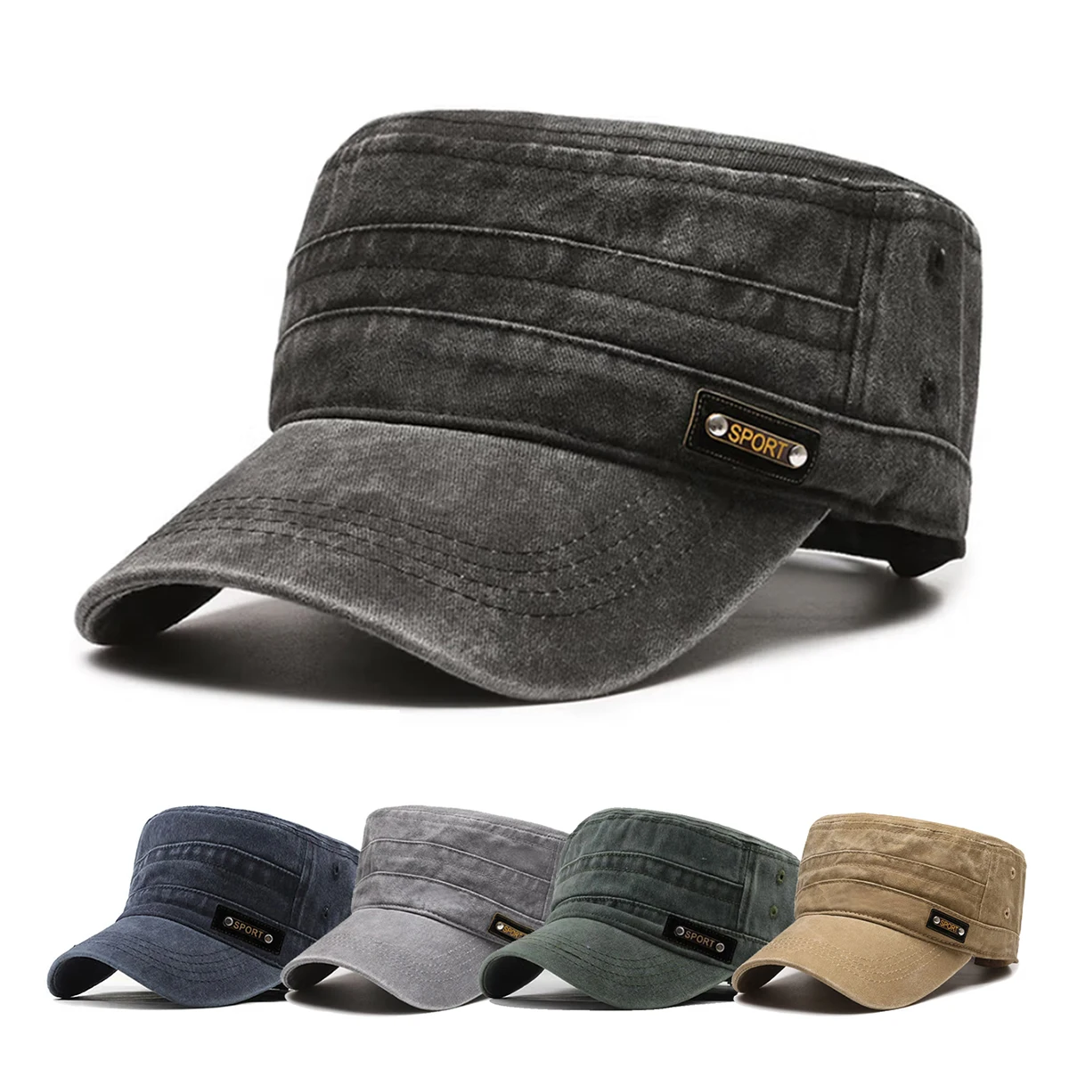 Men's Spring and Autumn Short-Brim Flat-Top Baseball Cap Casual Versatile Summer Sun Protection All-Season New Fishing Camping Hiking Climbing Hat