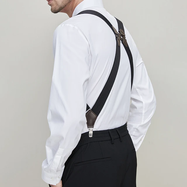 1pc Suspenders Men's Trousers 4 Clips Suspenders Elastic Shoulder Straps