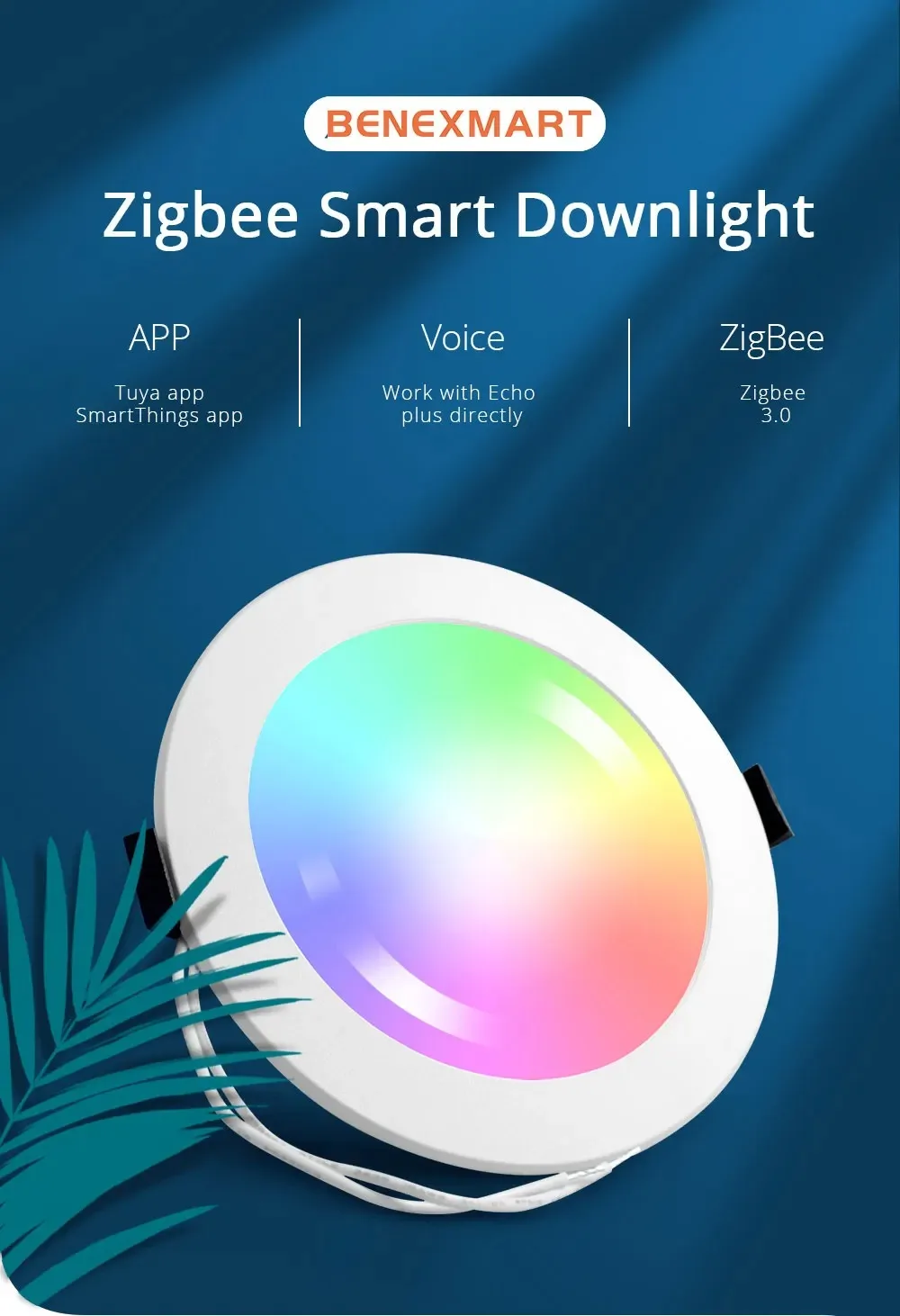 15W LED Downlight Ceiling Light RGBCW Zigbee Smart Dimmer Lamp Work with Tuya Ze