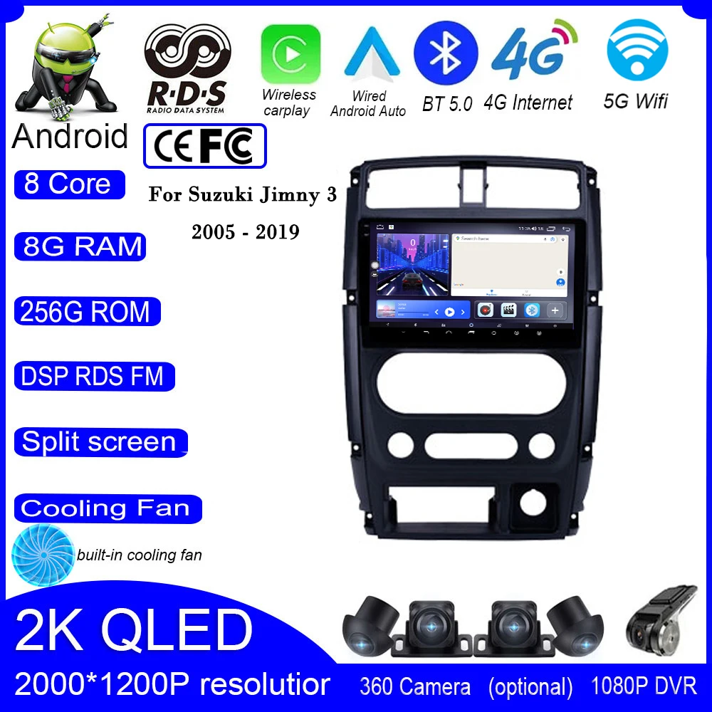 

Android 13 Auto Carplay WIFI+4G For Suzuki Jimny 3 2005 - 2019 DSP QLED Car Radio Multimedia Video Player Navigation GPS Stereo