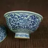 Chinese old porcelain Blue and white double happiness lotus covered bowl For kitchen 5