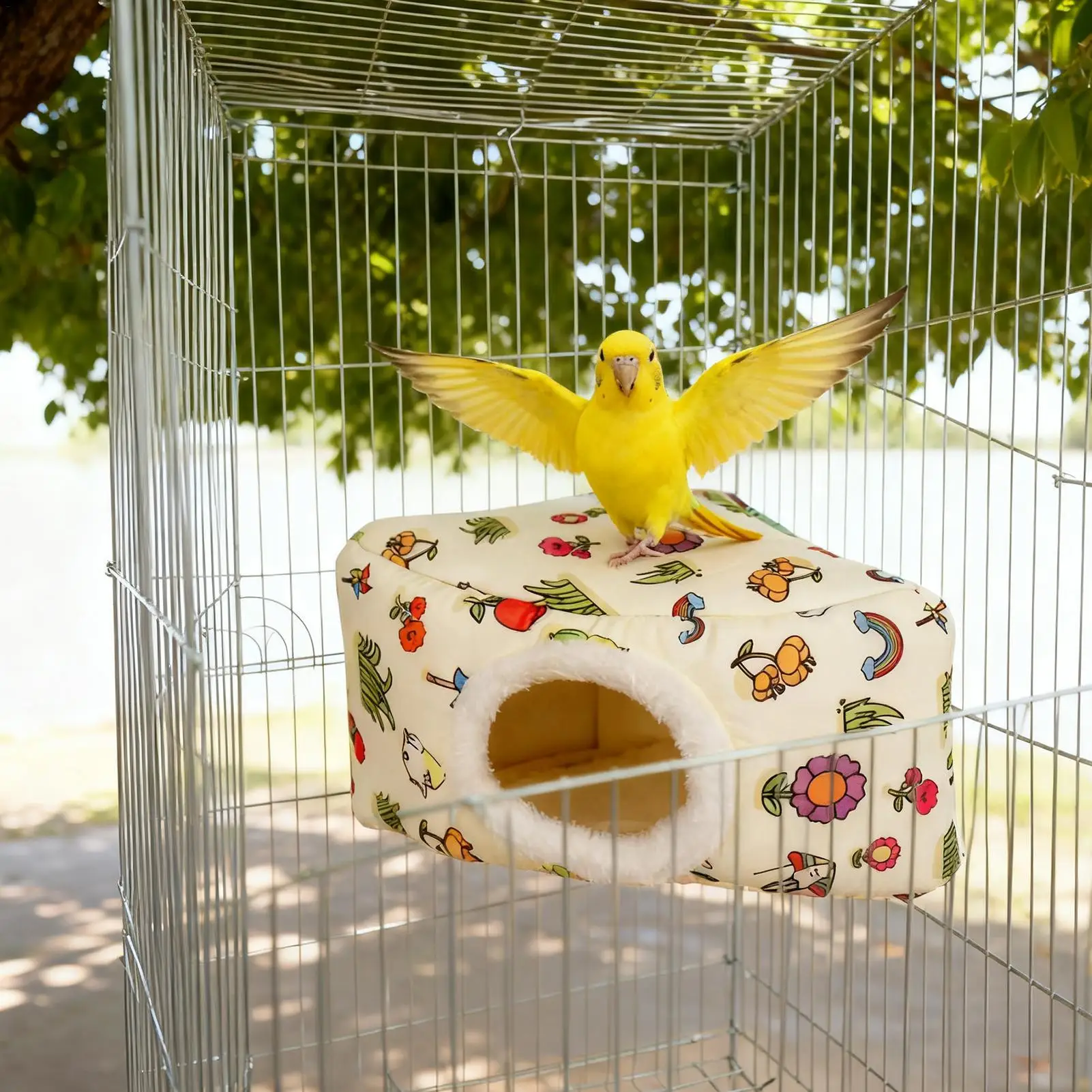 Parakeet Nest Winter Warm Snuggle Hut Shed Hut For Parakeets Cockatiels Finches Outdoor Garden Patio Porch Backyard