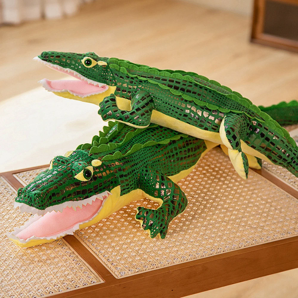Imitation Crocodile With Hot Gold Cloth Stuffed Plush Toy Decorative Decoration