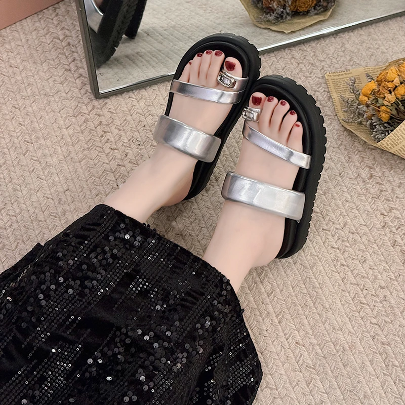 2024 Summers Women Slippers Fashion Crystal Clip Toe Slides Shoes Ladies Casual Outdoor Beach Flats Sandalias Female Flip Flop