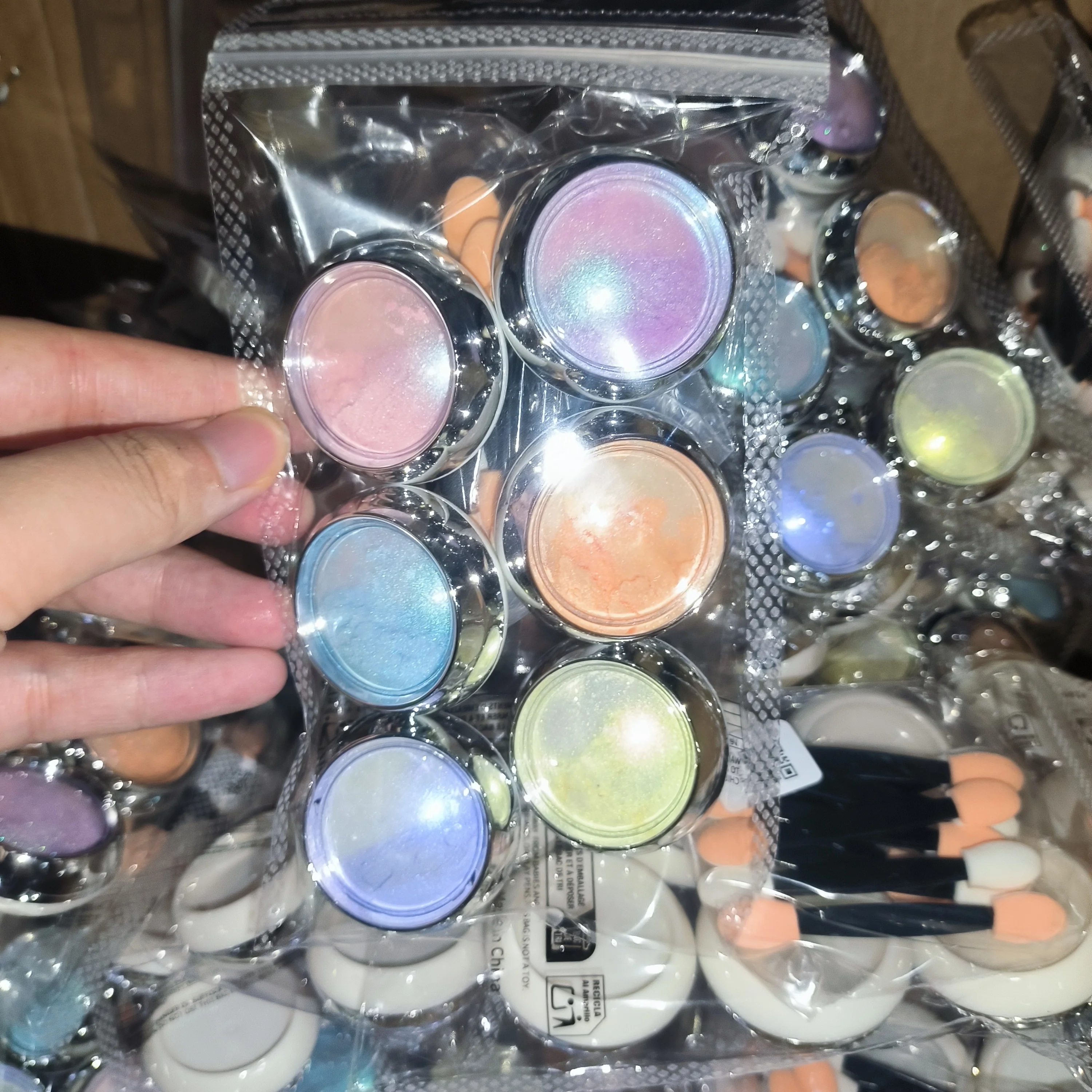 6Jars/Set Aurora Mermaid Nail Art Powder(with Brushes) Holographic Pearlescent Chrome Pigment Dust Chameleon DIY Nail Supplies