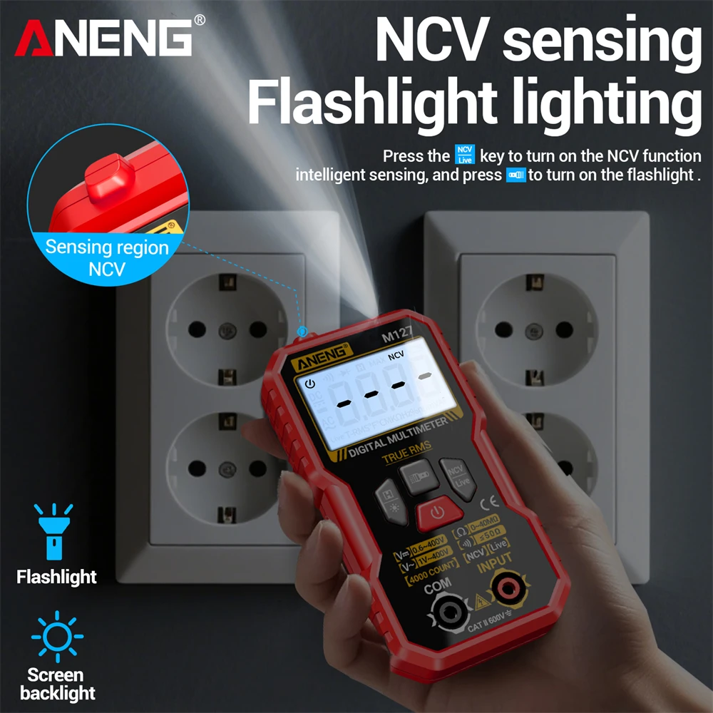 ANENG M127 Multimètre Numérique 400V AC/DC NCV Testeur de Tension