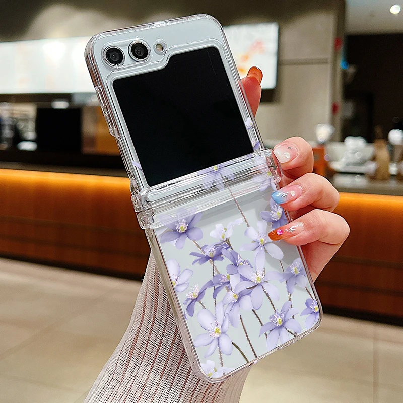 Elegant Floral Transparent Folding Phone Case - Hard Back Cover
