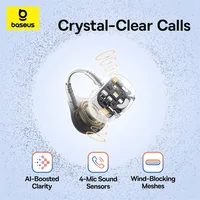 Baseus BC1 Ear Clip Earbuds Open Ear Wireless Earphones Bluetooth 6.0 Clip On Sports Headphones 4-Mics Super Bass IP55 Ear buds - Image 6