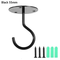 Premium Heavy Duty Metal Ceiling and Wall Hooks for Hanging Bird Feeders, Planters, Lanterns, and Artworks (Black 55)