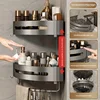 Bathroom, Space Aluminum Storage Rack, Non Perforated Bathroom Wall Hanging Corner Storage Rack, Gun Gray Triangular Basket 5