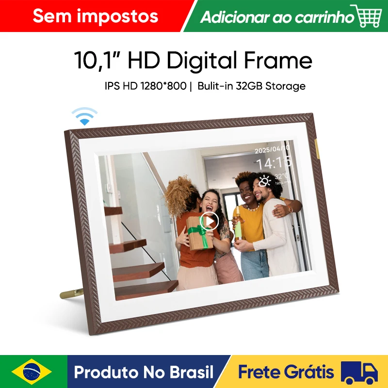 [product in Brazil] ARZOPA WiFi 10.1 "Touch Screen Digital Picture Frame I Presente Pronto Eu compartilharei fotos e vídeos instantaneamente via aplicativo de qualquer lugar