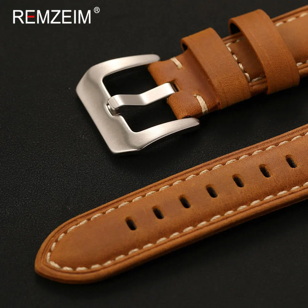 Vintage Crazy Horse Leather Watch Strap - Classic Sport Style Band