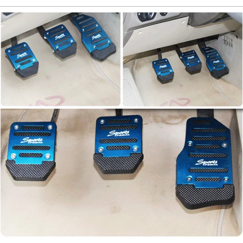 Universal Aluminum Manual Series Automatic Non-Slip Car Pedal Cover Set Kit Pedal Red/Blue/Silver Car Interior Accessories