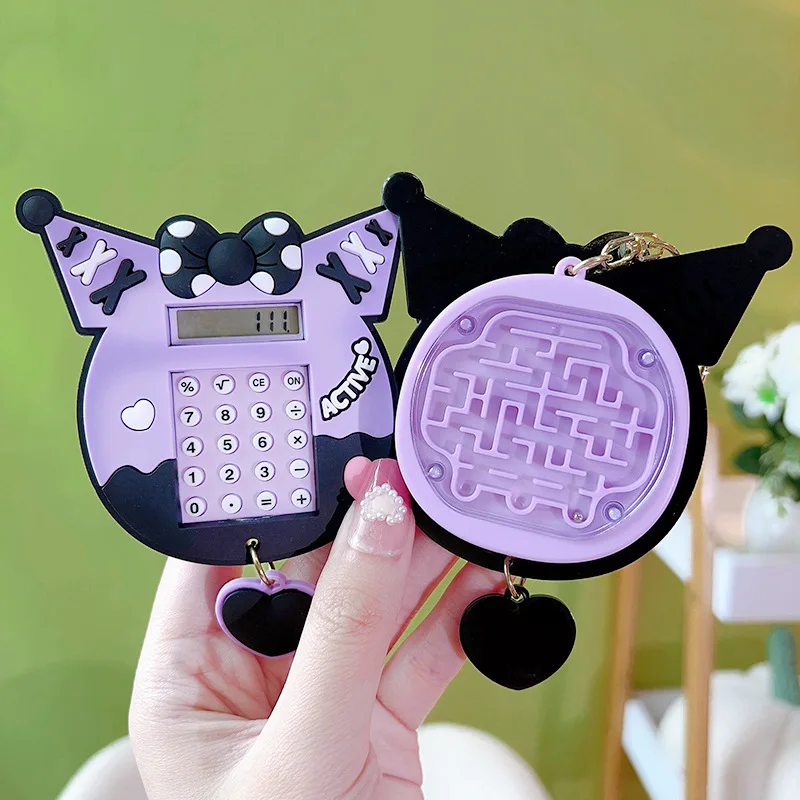 

New Kawaii Sanrio Maze Calculator Kuromi Anime Cartoon Keychain Mini Calculator Student Bag Ornaments Schoolbag Pendant Gift